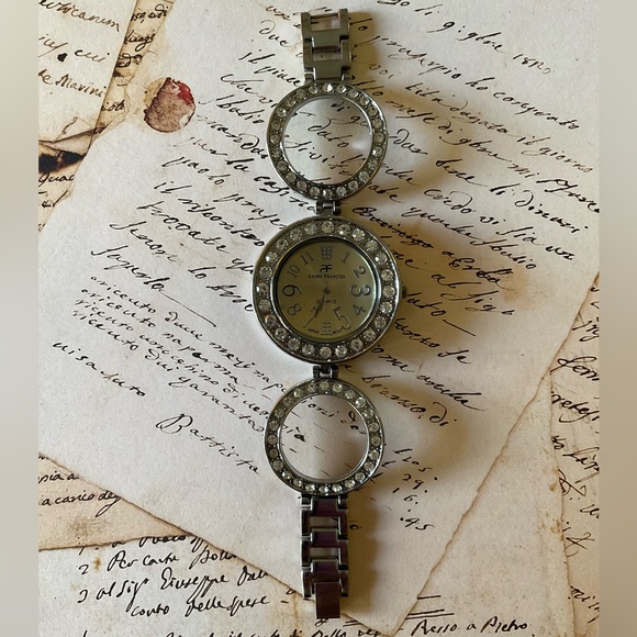 André Francois Ladies Silver Tone with Crystals Luxury Watch - Picture 3 of 9